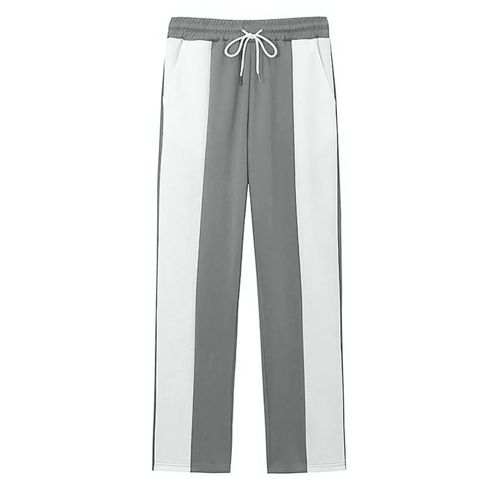 Men's sporty track pants with side contrast stripes, elastic waistband, drawstring, and deer embroidery Mune Fashion