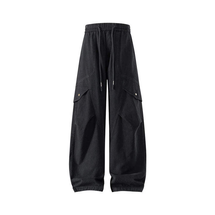 Men's loose Utility Cargo Pants with drawstring waistband and large flap pockets Drune