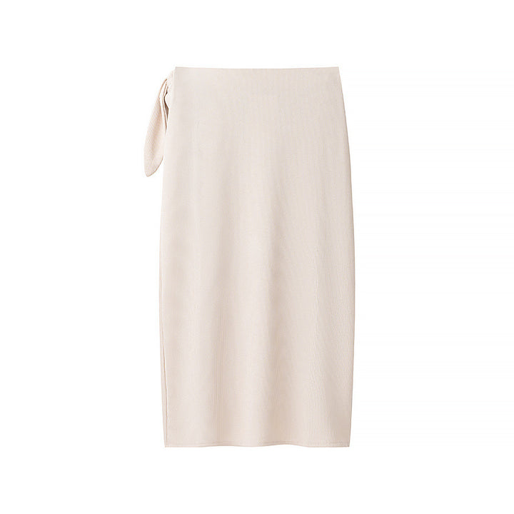 Women's wrap pencil skirt with tulip drapery and tie bow Mune Fashion