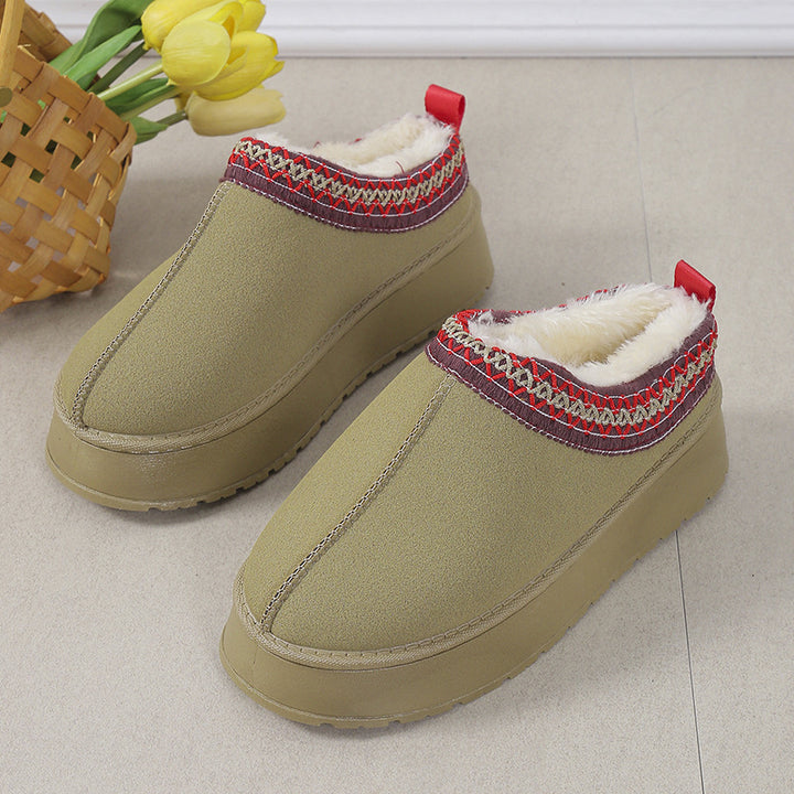 Women Padded Cozy House Slippers with Soft Teddy Lining, Non-Slip Platform Sole and Decorative Collar Mune Fashion