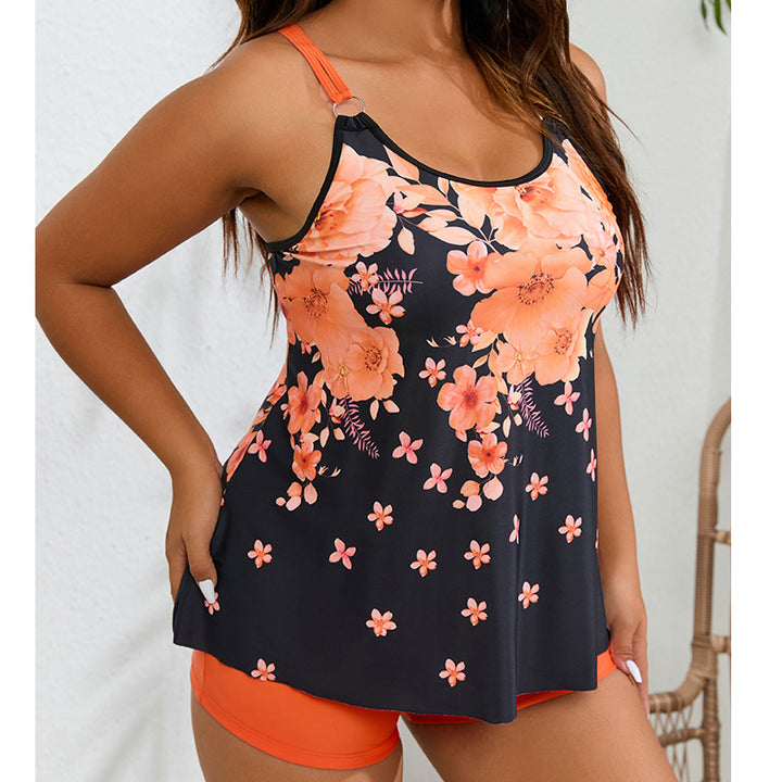 Women's Sporty Tankini Swimsuit with Floral Design and Fashionable Cut Mune Fashion
