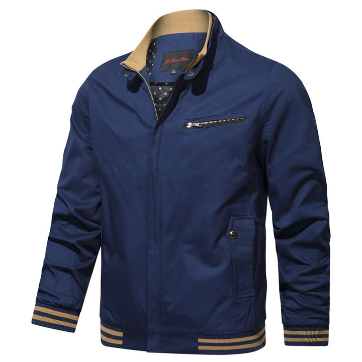 Men's nano urban blouson with contrast-trimmed stand-up collar, striped ribbed cuffs, and chest zip pocket Mune Fashion