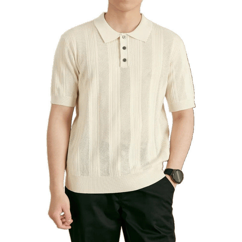 Men's Stylish Short Sleeve Knit Polo Shirt Mune Fashion