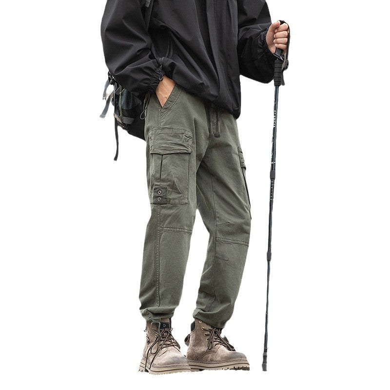 Men's Outdoor Cargo Pants with Adjustable Drawstring Waistband, Knee Reinforcement, and Multi-Pockets Mune Fashion
