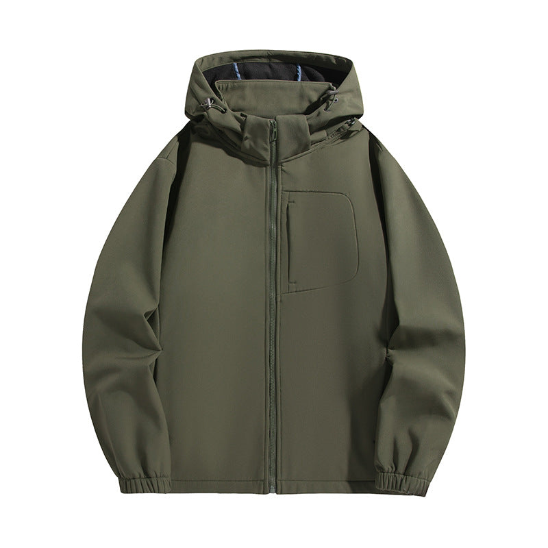 Men's Lightweight Softshell Hoodie Jacket with Water-Resistant Membrane and Chest Pocket Mune Fashion
