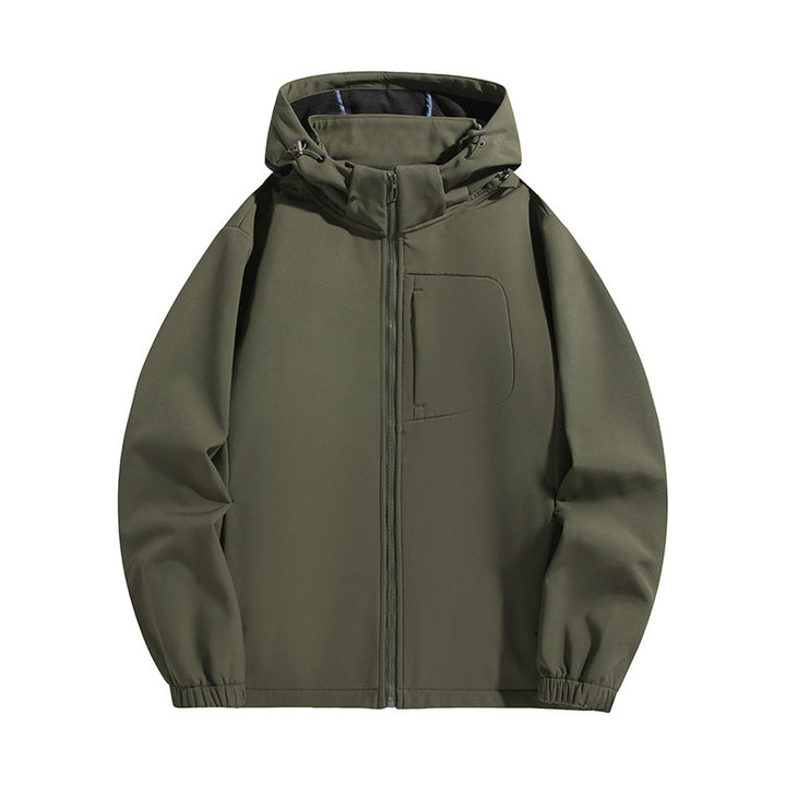 Men's Lightweight Softshell Hoodie Jacket with Water-Resistant Membrane and Chest Pocket Mune Fashion