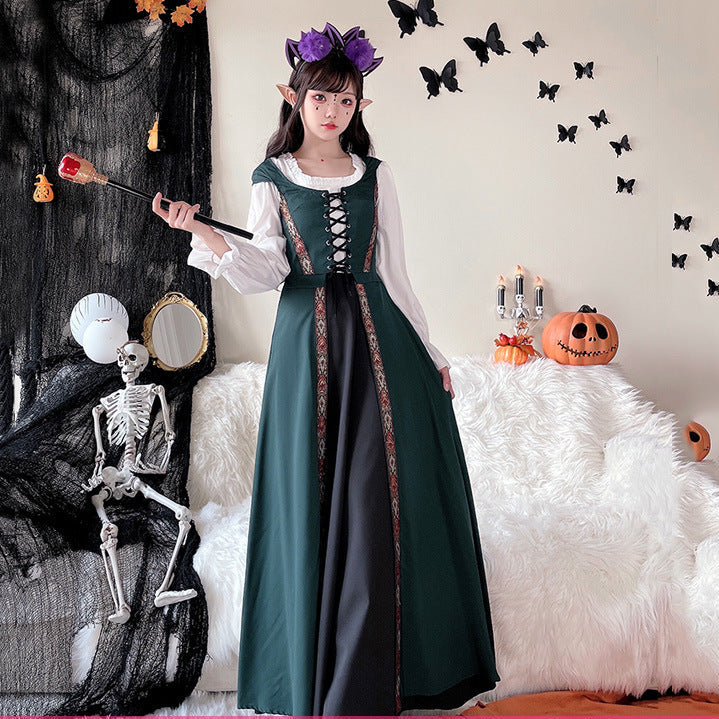 Ladies Enchanting Costume Dress with Elegant Lacing and Romantic Details Mune Fashion
