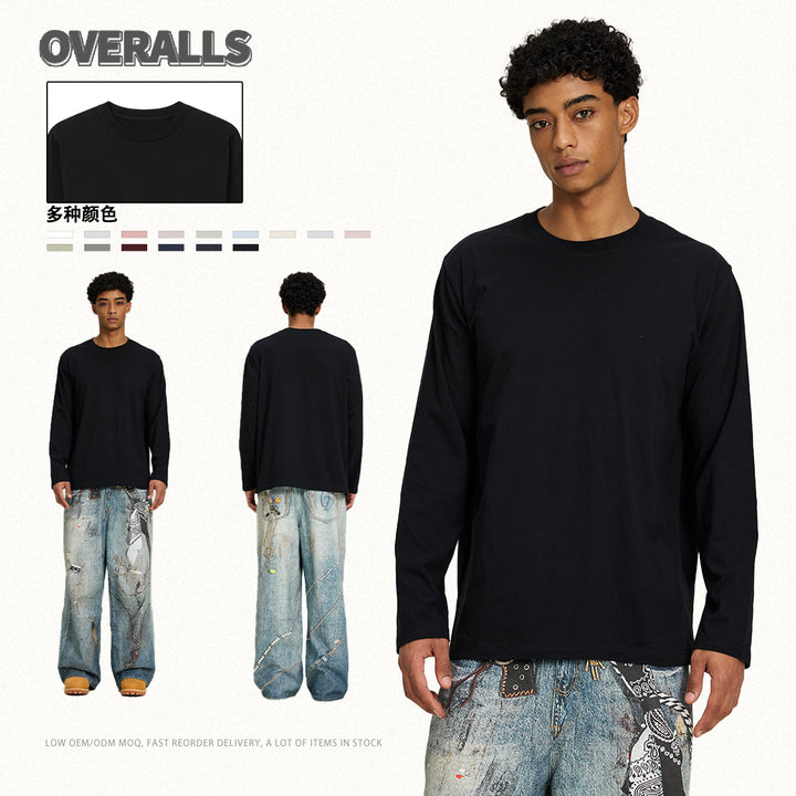 Unisex Long-sleeve Basic Shirt made of Organic Cotton Jersey with Round Neck