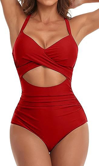 Women's One-Piece Swimsuit with Elegant Wrap Cut Mune Fashion