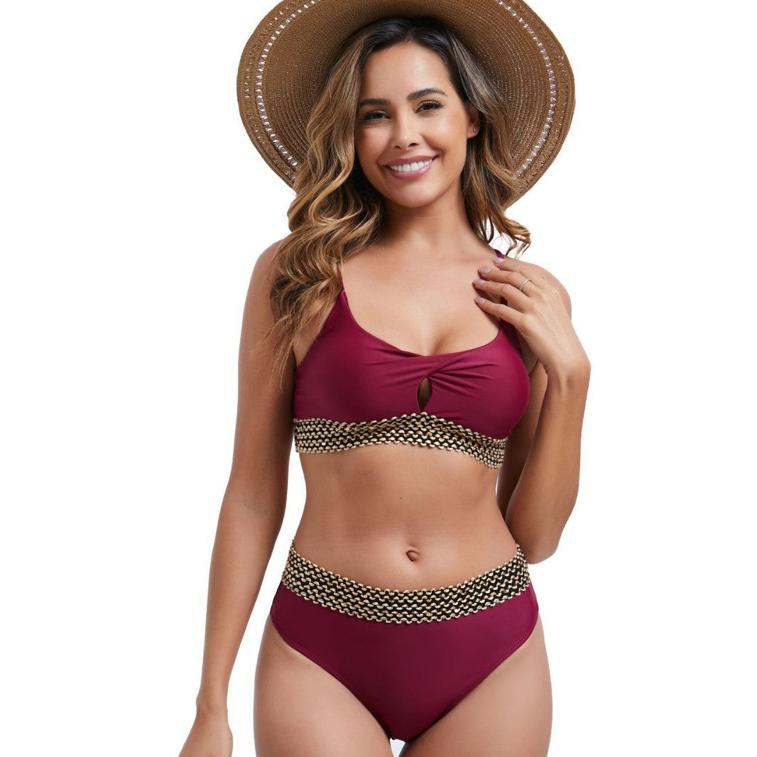 Women's Bikini Set with Creative Waist Mune Fashion