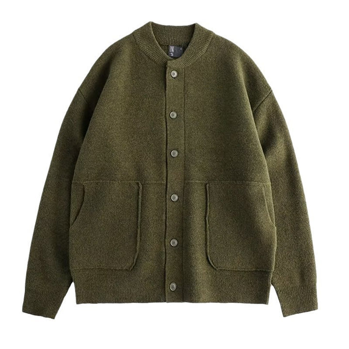 Men's Cozy Cardigan with Round Neck Mune Fashion