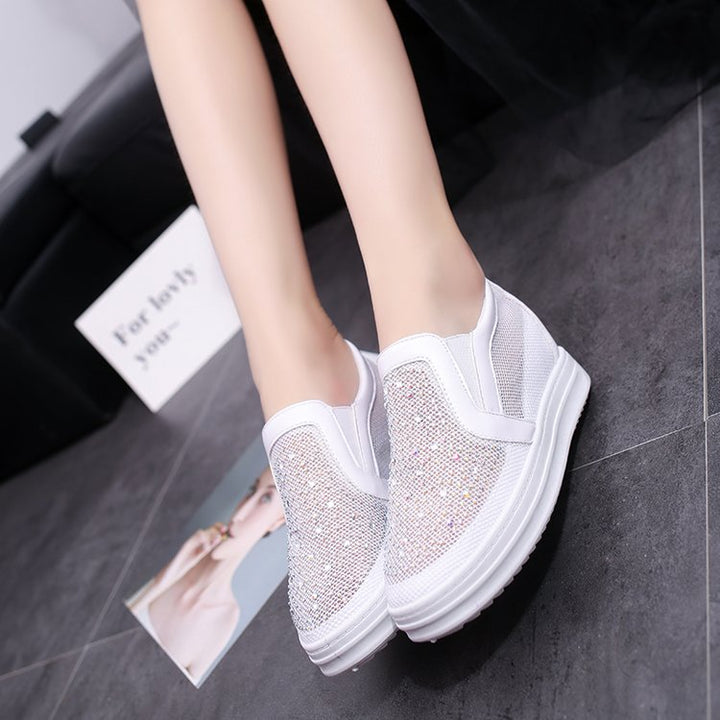Damen Keil-Sneaker mit Glitzersteinen und atmungsaktivem Mesh Mune Fashion