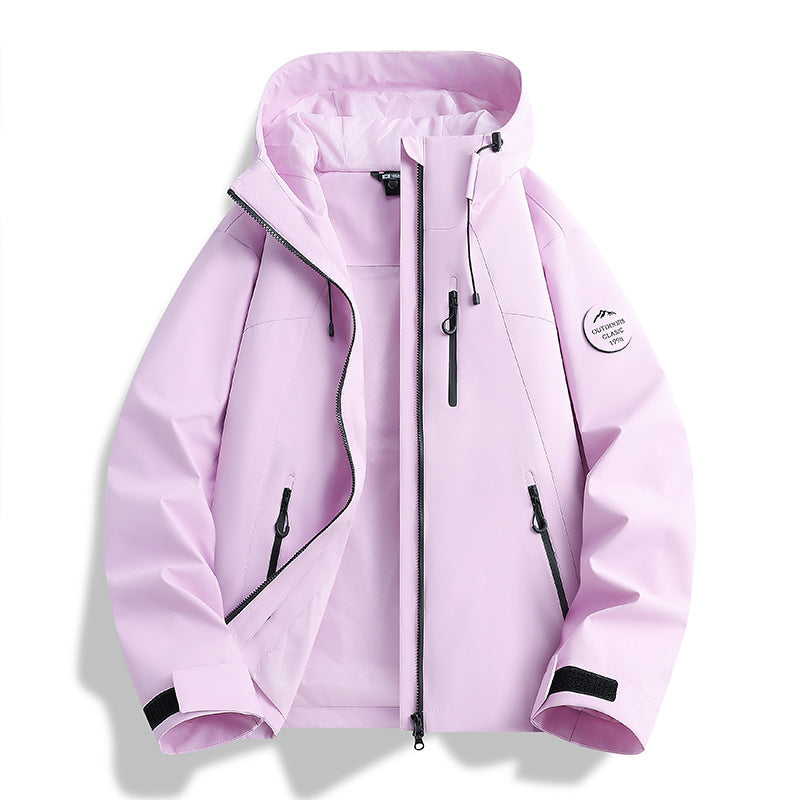 Women Lightweight Waterproof Hooded Jacket with Teddy Charm and Concealed Zipper Pockets Mune Fashion