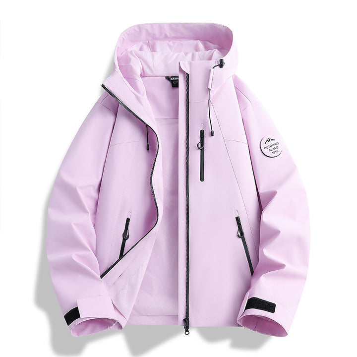 Women Lightweight Waterproof Hooded Jacket with Teddy Charm and Concealed Zipper Pockets Mune Fashion