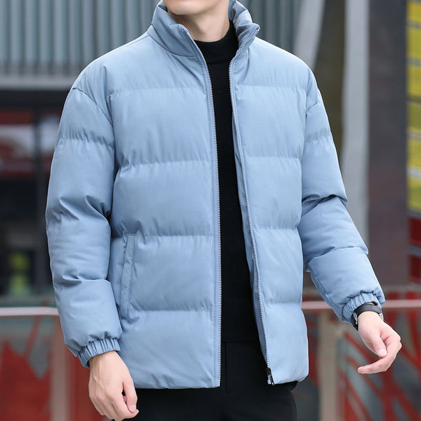 Men's short cut quilted thermal jacket with stand-up collar, two-way zipper and elastic cuffs Mune Fashion
