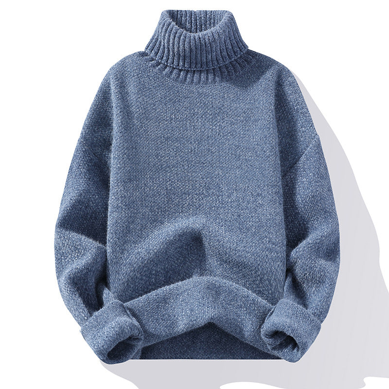 Men's turtleneck sweater made of boucle fine knit with ribbed cuffs Mune Fashion