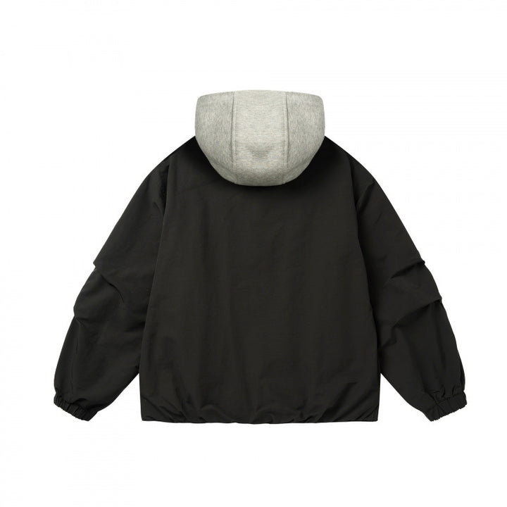 Unisex Oversized Hoodie Jacket in Layering Look with Contrasting Hood, Snap Button Placket, and Elastic Hem Mune Fashion