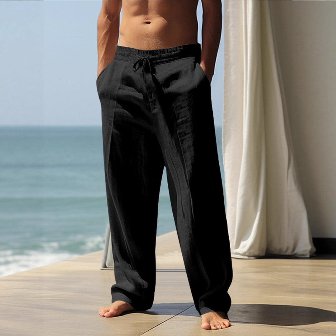 Men's Comfortable Linen Pants with Elastic Waistband and Side Pockets Mune Fashion