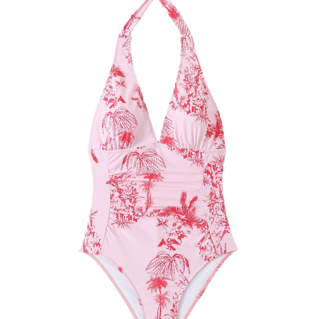 Women's wrap swimsuit with deep V-neck and gathering Mune Fashion