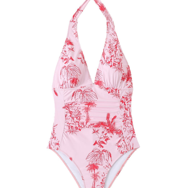 Women's wrap swimsuit with deep V-neck and gathering Mune Fashion