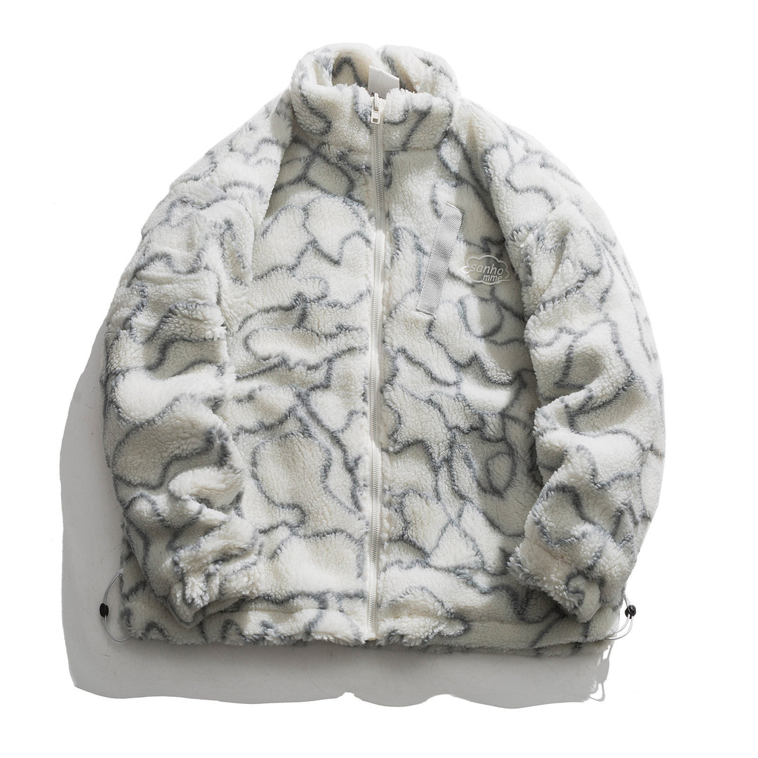 Women cozy teddy fleece jacket with stand-up collar and drawstring Mune Fashion