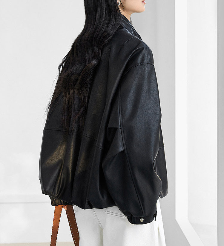 Women's Stylish Blouson Jacket with High Collar Mune Fashion