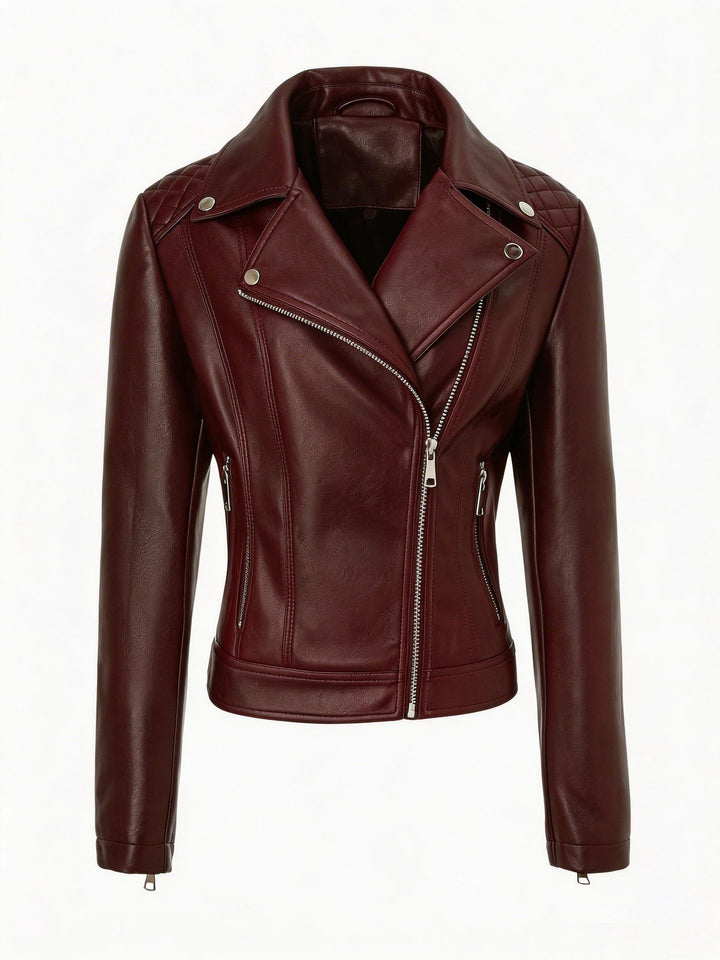 Women's Noble Biker Jacket with Quilted Design Mune Fashion