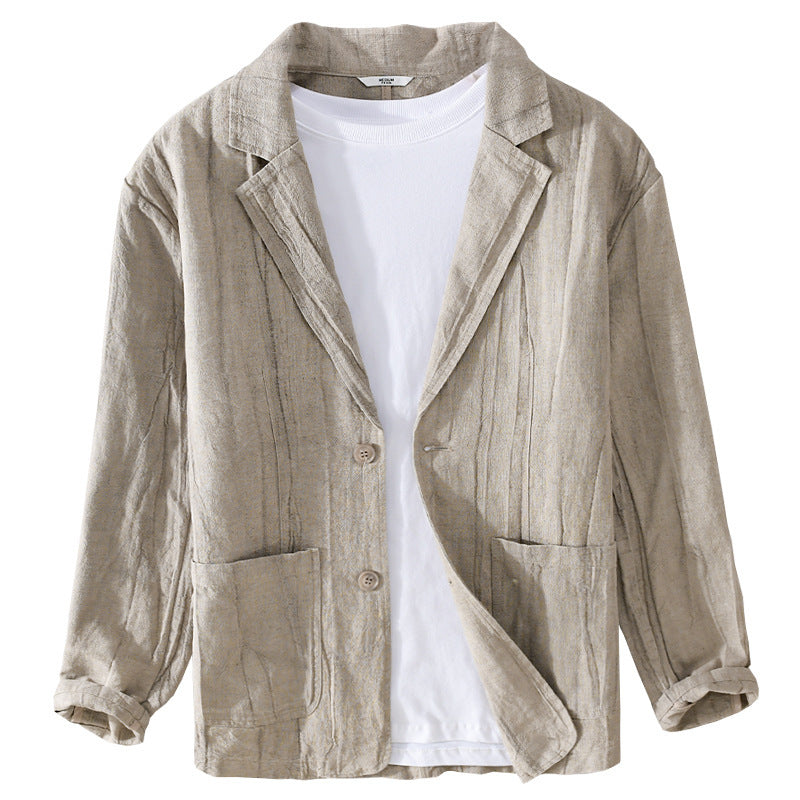 Men's casual linen blazer with textured look and patched pockets Mune Fashion