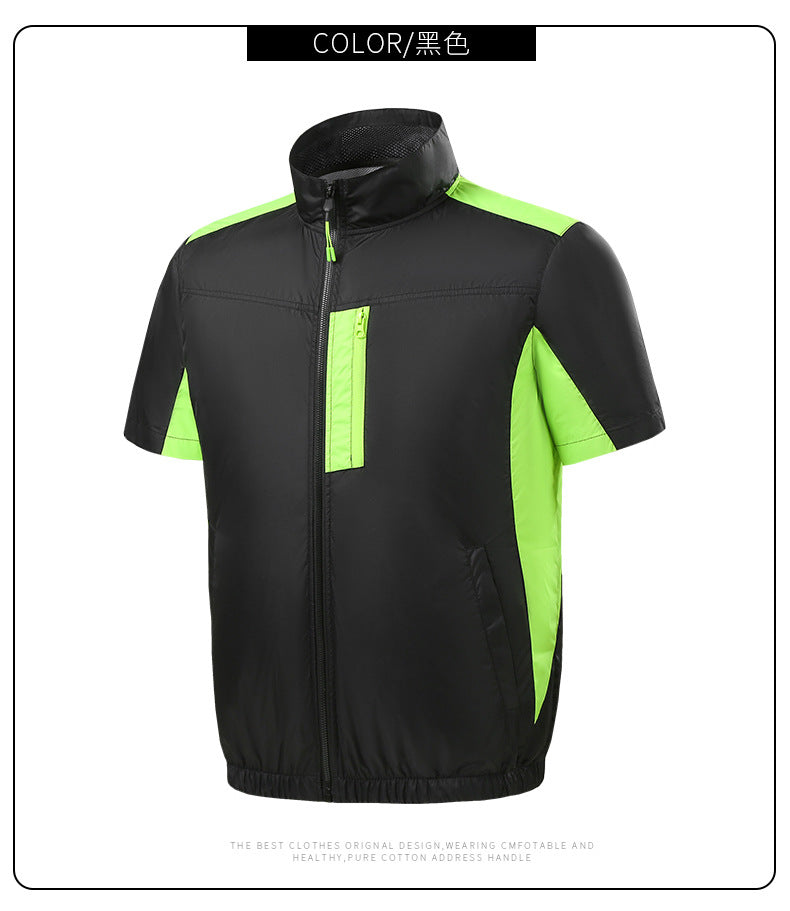 Men's lightweight short sleeve vest with stand-up collar, water-repellent nylon blend and zippered pockets Mune Fashion
