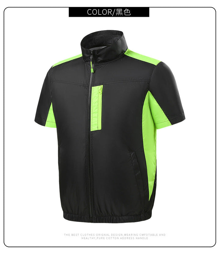 Men's lightweight short sleeve vest with stand-up collar, water-repellent nylon blend and zippered pockets Mune Fashion