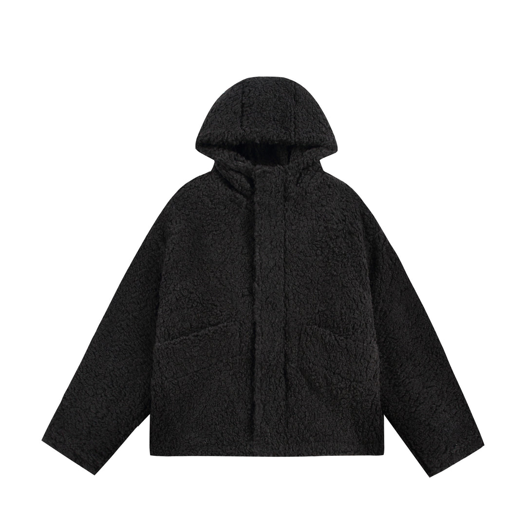 Women's Oversize Sherpa Hoodie with Concealed Front Flap and Patch Pockets Mune Fashion