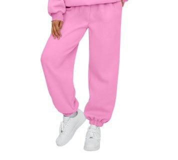 Women's casual jogging pants with high waistband, elastic ankle cuffs, and soft fleece lining Mune Fashion