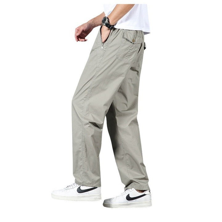 Men's Light Relaxed-Fit Chino Pants with Elastic Waistband & Straight Leg Mune Fashion