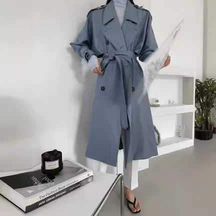Women Fashionable Faux Leather Trench Coat Mune Fashion