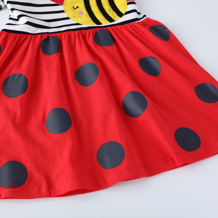 Girls casual cotton dress with bee motif Mune Fashion