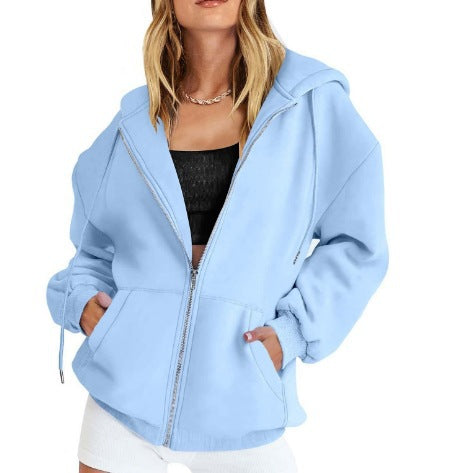 Women's oversized zip hoodie with contrasting zipper, double-layered hood and kangaroo pocket Mune Fashion