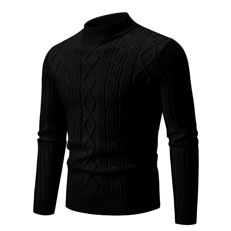 Men's ribbed cable knit turtleneck sweater Slim Fit Mune Fashion