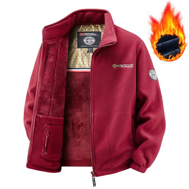 Men's thermal fleece jacket with teddy inner lining and stand-up collar Mune Fashion