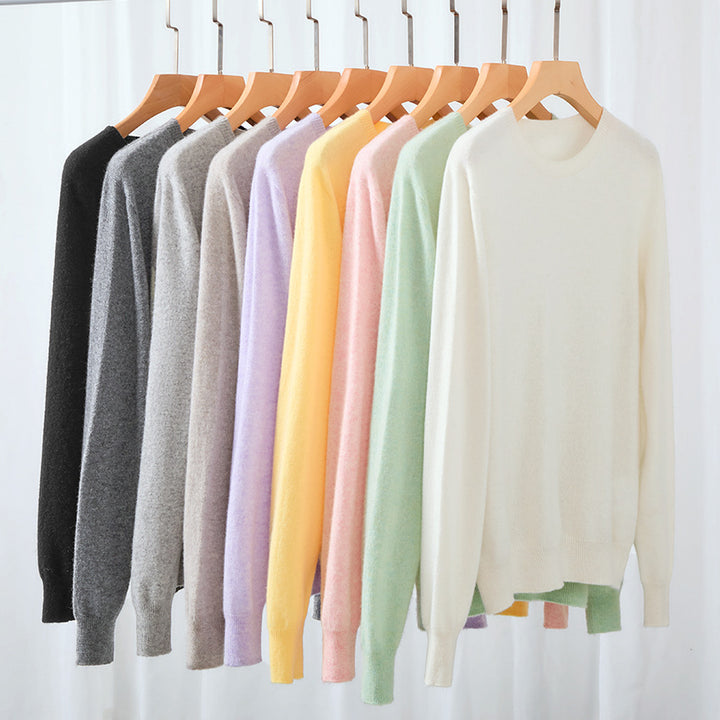 Women Fine Round Neck Fine Knit Sweater with Light Oversize Fit Mune Fashion
