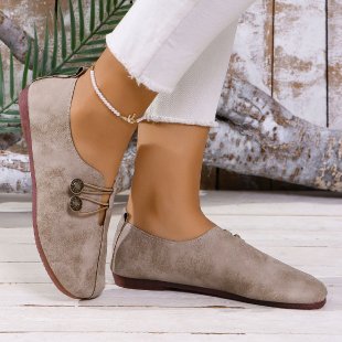 Ladies nan elegant comfort slipper in moccasin style with elastic decorative cord and button detail Mune Fashion