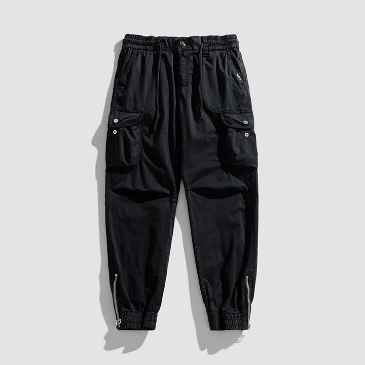 Herren Cargohose im Joggerstil mit elastischem Komfortbund, Multifunktionalen Klapp‑Utility‑Taschen und Knöchelreißverschluss Mune Fashion