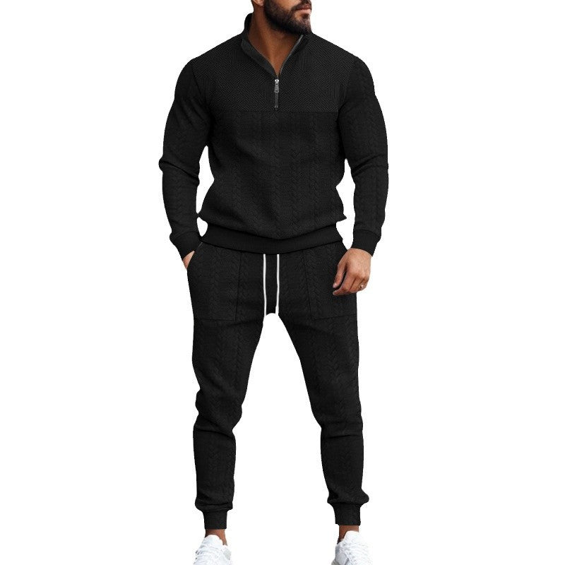 Men's knit training set with half zip, cable knit sweater and drawstring joggers Mune Fashion