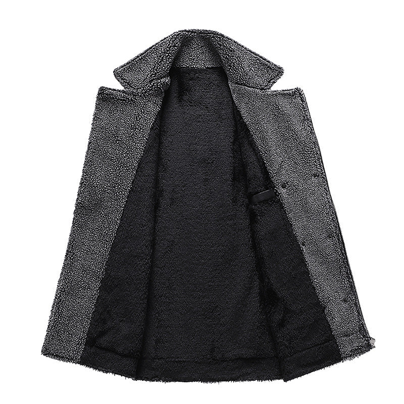 Men's Padded Aviator Jacket Made of Faux Leather with Teddy Lining and Double-Breasted Front Mune Fashion