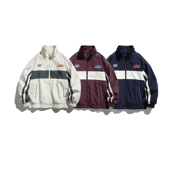 Men's sporty retro training jacket with striped detail and stand-up collar Mune Fashion