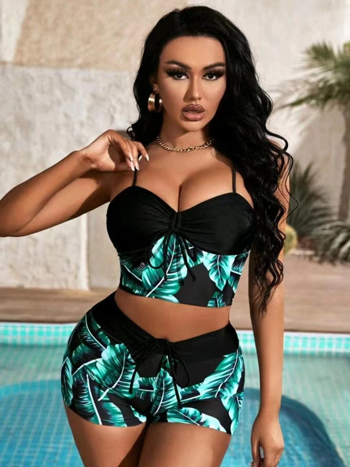 Women's Sporty Bikini Set with Crop Top and Shorts Mune Fashion