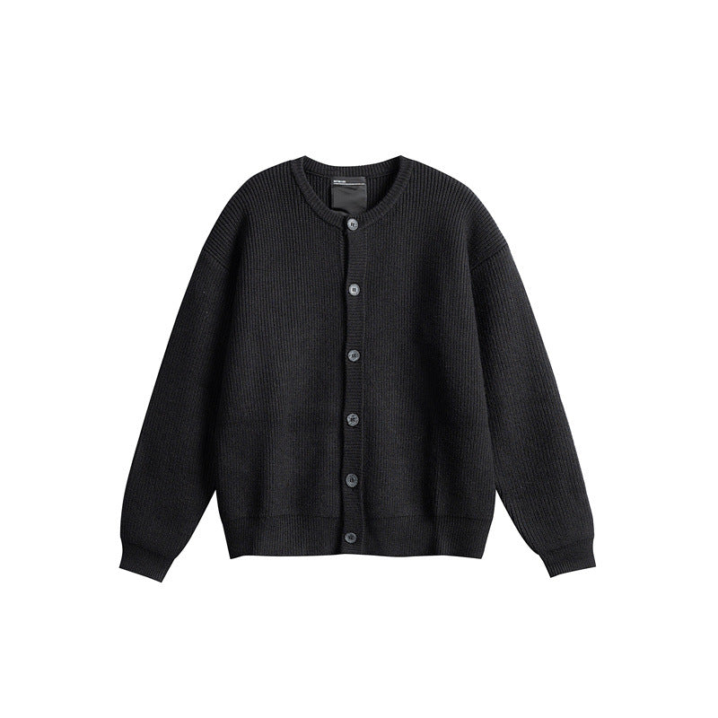 Women's Oversized Ribbed Knit Cardigan with Round Neck and Full Button Placket Mune Fashion
