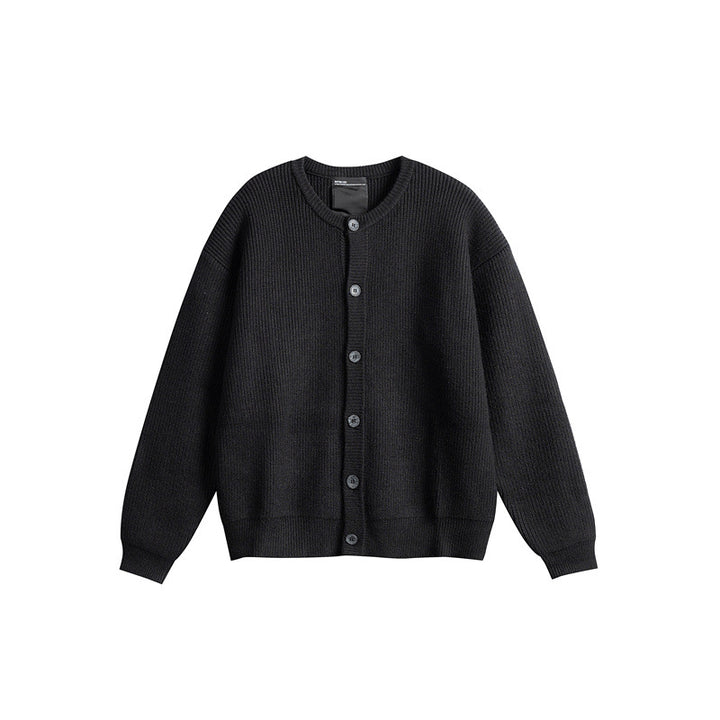 Women's Oversized Ribbed Knit Cardigan with Round Neck and Full Button Placket Mune Fashion