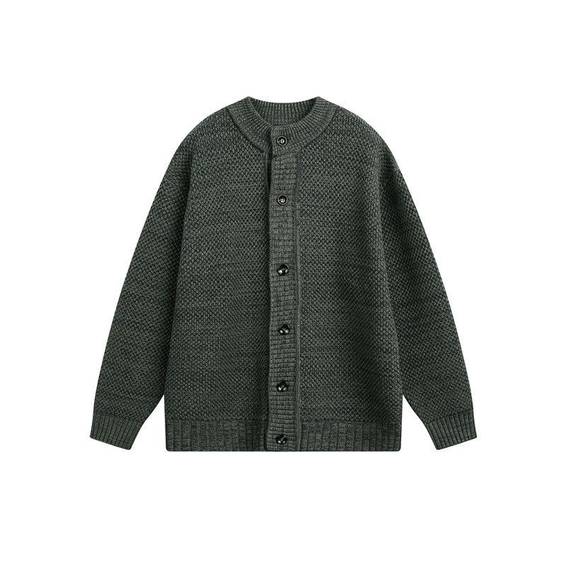 Unisex Chunky Knit Cardigan with Pearl Pattern and Full Button Placket Mune Fashion