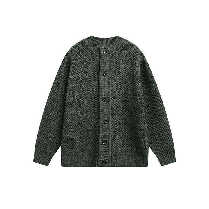 Unisex Chunky Knit Cardigan with Pearl Pattern and Full Button Placket Mune Fashion