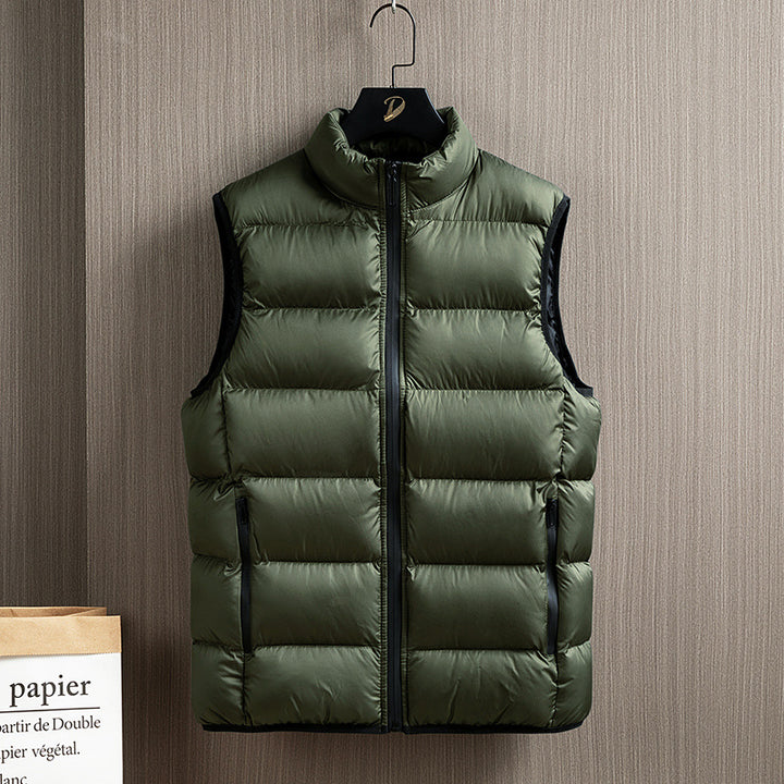 Men's Sleeveless Ultralight Quilted Insulation Vest with High Collar and Side Zipper Pockets Mune Fashion